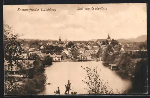 AK Hirschberg, Blick vom Tschöpelberg mit Kirche