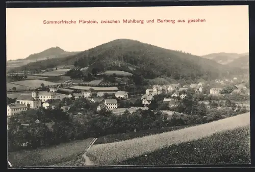 AK Pürstein, Teilansicht zwischen Mühlberg und Burberg aus gesehen