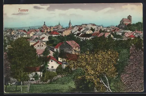 AK Turnov, Panorama mit Kirche