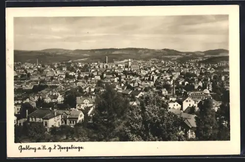 AK Gablonz a. N., Teilansicht gegen das Isergebirge