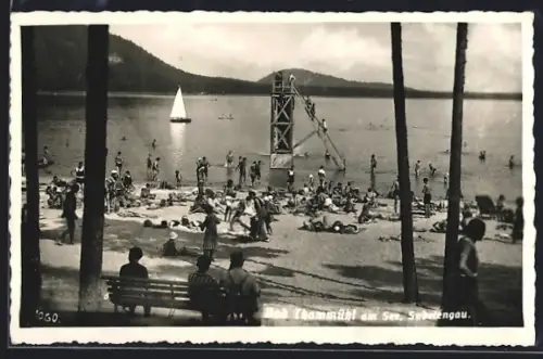 AK Bad Thammühl am See, Badegäste im Strandbad