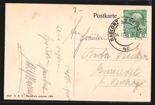 AK Gablonz a. N., Stadttheater mit Reichsstrasse