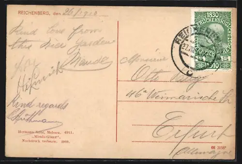 AK Reichenberg, Villenkolonie aus der Vogelschau