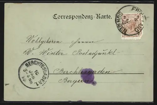 Mondschein-AK Friedland, Blick über die Dächer