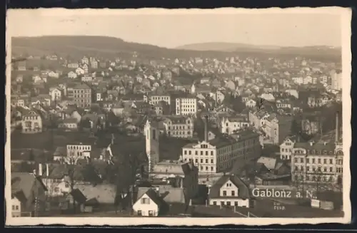 AK Gablonz a. N., Blick über die Dächer