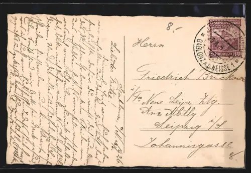 AK Gablonz a. N., Blick über die Dächer