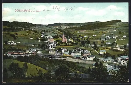 AK Schumburg a. d. Desse, Ortsansicht aus der Vogelschau