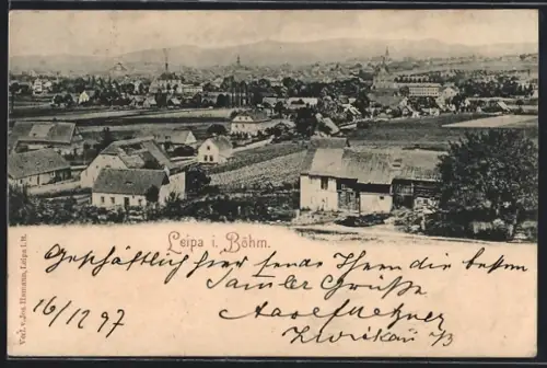 AK Leipa i. Böhm, Teilansicht aus der Vogelschau