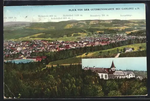 AK Gablonz a. N., Blick von der Gutbrunnwarte