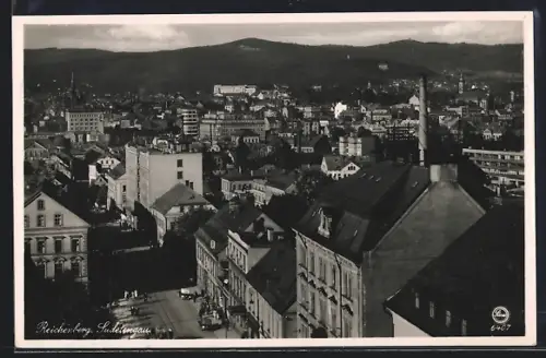 AK Reichenberg, Blick über die Bahnhofstrasse