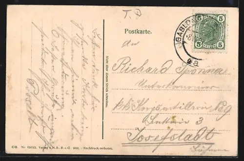 AK Gablonz a. N., St. Anna-Kirche