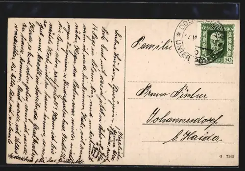 AK Polaun i. Isergebirge, Ortsansicht aus der Vogelschau