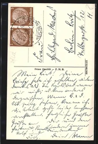 AK Reichenberg, Rathaus bei Nacht