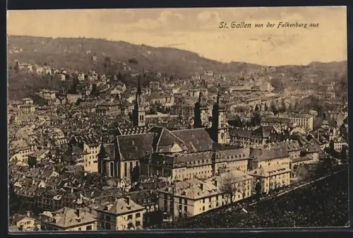 AK St. Gallen, Teilansicht von der Falkenburg aus