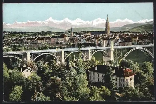 AK Bern, Ortsansicht mit Berner Alpen vom Kursaal Schänzli aus