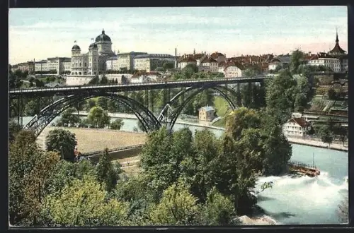 AK Bern, Kirchenfeldbrücke und Bundesgebäude