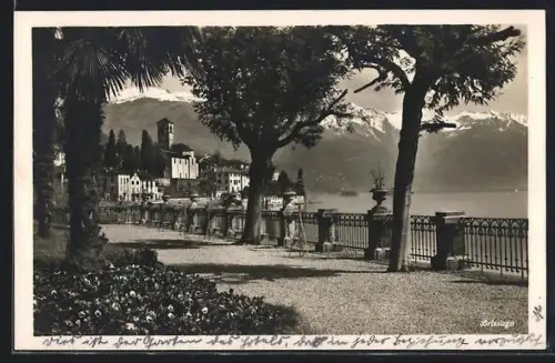 AK Locarno, Partie auf der Promenade, Blick auf den See