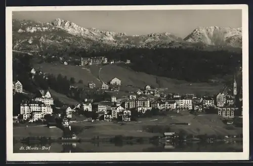 AK St. Moritz-Dorf, Teilansicht mit Hotel