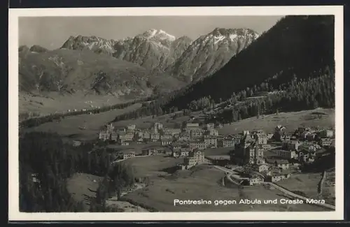 AK Pontresina, Teilansicht gegen Albula und Crasta Mora