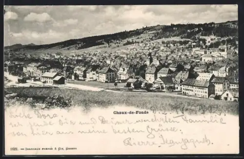 AK Chaux-de-Fonds, Teilansicht mit Kirche