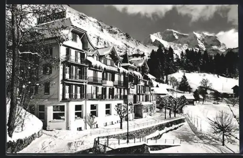 AK Wengen, Hotel Alpenrose im Schnee