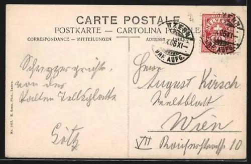 AK Luzern, Teilansicht mit Kirche und Rigi