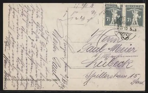 AK Luzern, Promenade mit Dampfer