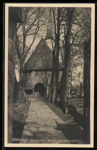 AK Braunau, Blick auf Friedhofskirche