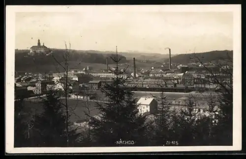 AK Náchod, Panorama mit Fabrik