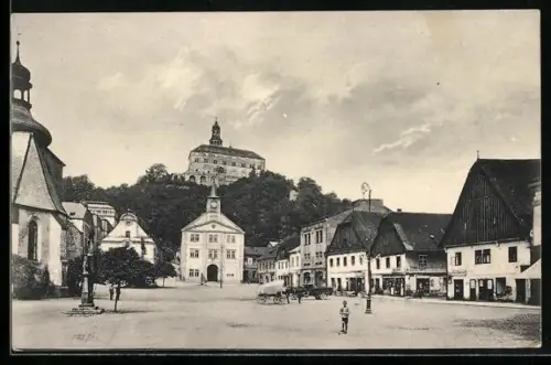 AK Nachod, Namesti, Hrad, Radnice