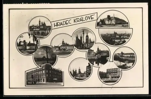 AK Hradec Králové, Grand-Hotel Urban, Denkmal, Strassenpartie