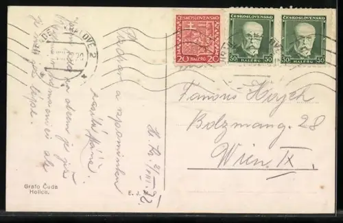 AK Hradec Králové, Grand-Hotel Urban, Denkmal, Strassenpartie