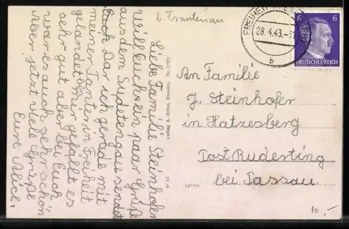 AK Freiheit im Riesengebirge, Panorama mit Kirche