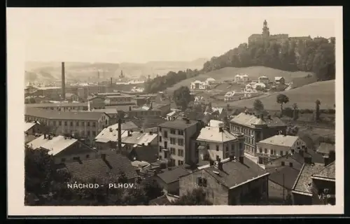 AK Náchod, Plhov, Panorama mit Schloss