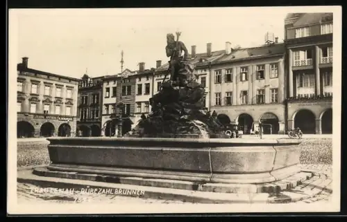 AK Trautenau, Blick zum Rübezahlbrunnen