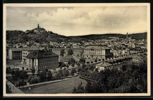 AK Náchod, Panorama mit Strassenpartie
