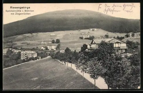 AK Spindelmühle i. Böhmen, Panorama mit Ziegenrücken