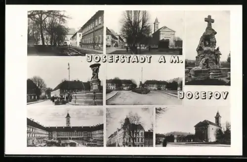 AK Josefov n. M., Kirche, Denkmal, Strassenpartie
