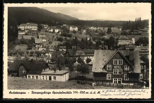 AK Spindelmühle /Riesengebirge, Panorama mit Hotel