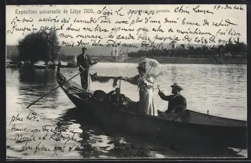 AK Liège, Exposition universelle 1905, Promenade en gondole