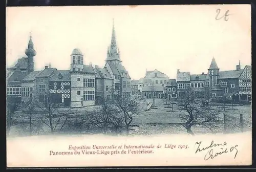 AK Liège, Exposition Universelle et Internationale 1905, Panorama du Vieux-Liège pris de l`extérieur