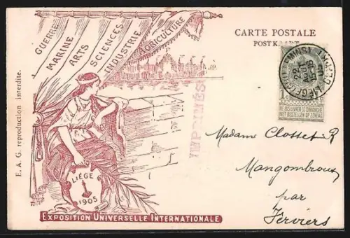 AK Liège, Exposition Universelle et Internationale 1905, Panorama du Vieux-Liège pris de l`extérieur