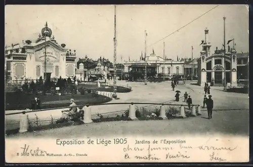 AK Liège, Exposition 1905, Jardins de l`Exposition