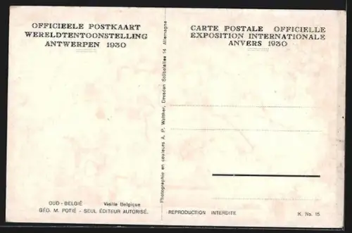 AK Antwerpen, Exposition Internationale 1930, Vieille Belgique