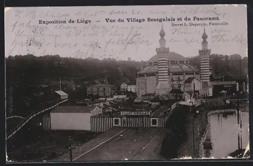 AK Liège, Exposition, Vue du Village Senégalais et du Panorama