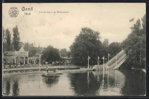 AK Gand, Exposition 1913, Vue du Lac et du Waterchute