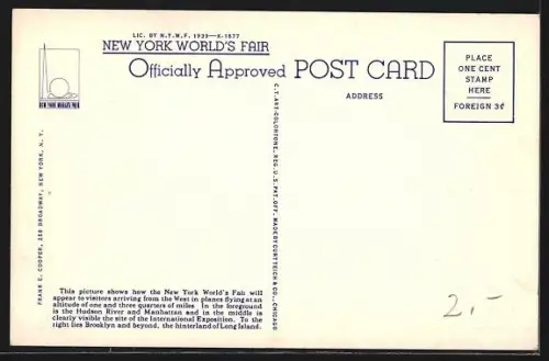AK New York, World`s Fair of 1939, Site of World`s Fair as Seen from the Air, Forest Hills, Corona, Flushing