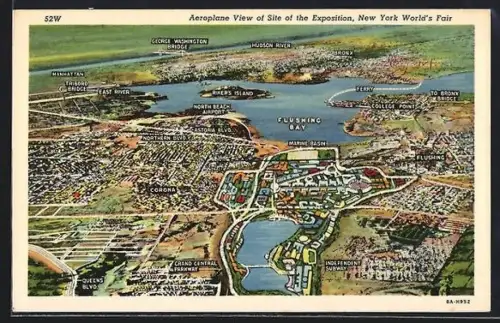 AK New York, World`s Fair 1939, Aeroplane View of Site of the Exposition