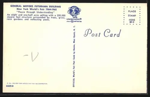 AK New York, World`s Fair 1964-65, General Motors Futurama Building Peace through Understanding