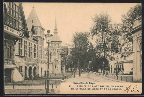 AK Liège, Exposition, Groupe de l`Art ancien, du Palais de la Ville de Liège et de la Serbie